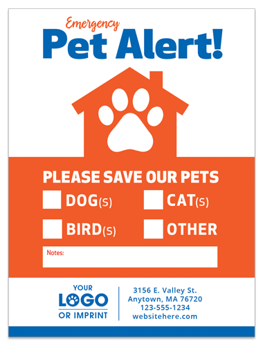 Pet Alert Sticker 4x6 inches "Pets Inside" Safety Window Decals 4 Pack 