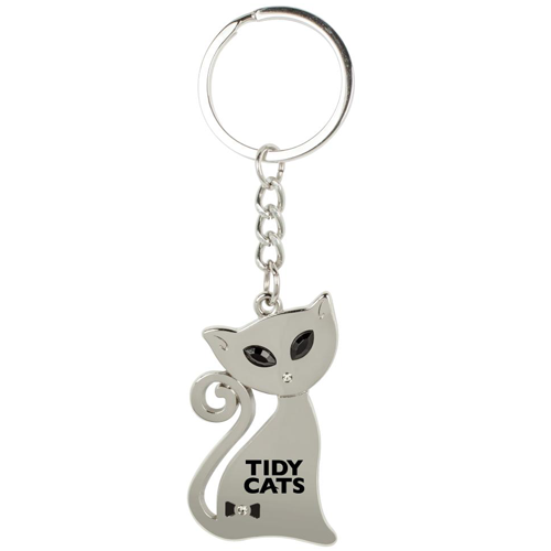 Metal Cat with Crystal Eyes Keychain thumbnail