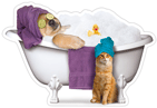 Spa Dog in Tub with Cat (purple) thumbnail