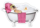 Spa Dog in Tub (pink towel) thumbnail